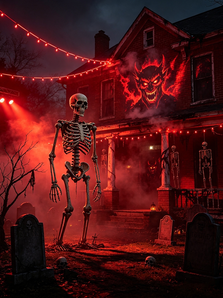 10 Skeleton Halloween Decor Ideas That Bring Your Home to Life 18 Outdoor Skeleton Lighting and Projection Halloween Displays