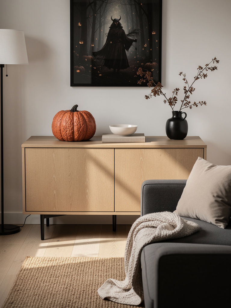 11 Small Apartment Halloween Decor Ideas for a Minimalistic, Chic Look 19 Pick One Statement Piece and Let Everything Else Stay Quiet