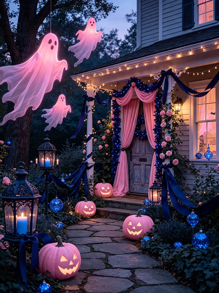 10 Girly Pink Halloween Decor Ideas That Feel Spooky and Chic 8 Whimsical pink ghost decorations