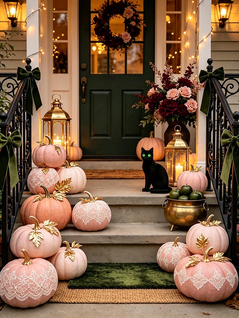 10 Girly Pink Halloween Decor Ideas That Feel Spooky and Chic 7 Soft pink painted pumpkins