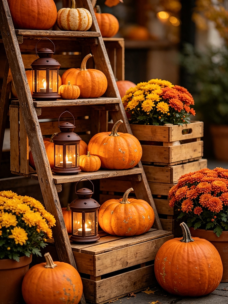 15 Fall Front Porch Decor Ideas Everyone Will Copy 14 Rustic Wood Crate and Ladder Displays - Fall Front Porch Decor Ideas