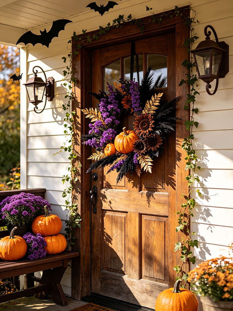 10 Easy Halloween Door Decor Ideas to Impress Your Guests 15 Festive door wreaths with seasonal flowers and ribbons