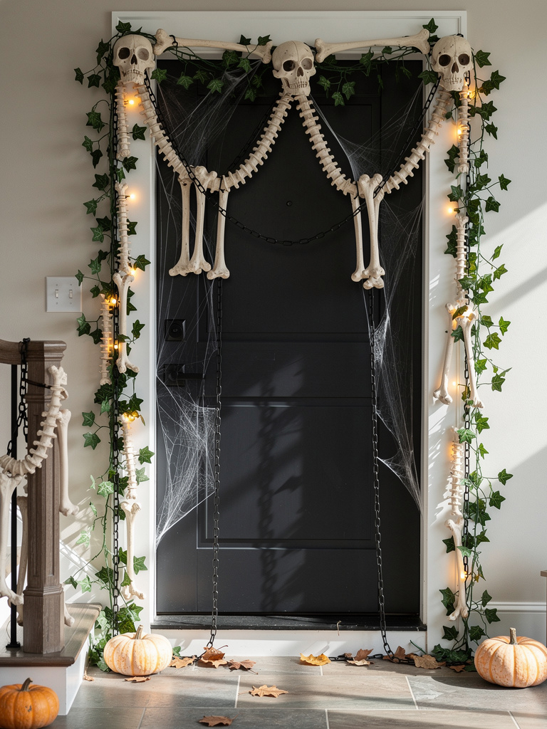 10 Skeleton Halloween Decor Ideas That Bring Your Home to Life 7 Skeleton Bone Garlands and Hanging Chains