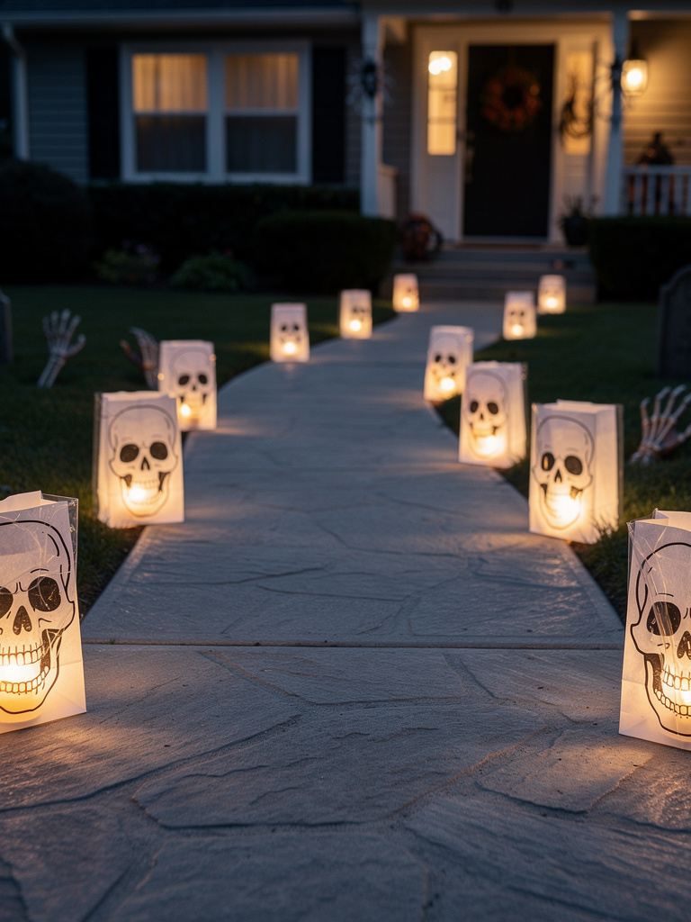 10 Skeleton Halloween Decor Ideas That Bring Your Home to Life 11 Skeleton Pathway Luminarias