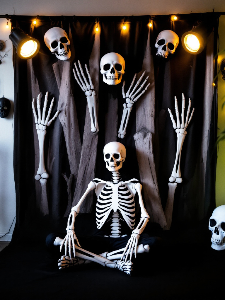 10 Skeleton Halloween Decor Ideas That Bring Your Home to Life 17 Skeleton Photo Booth Props and Backdrops