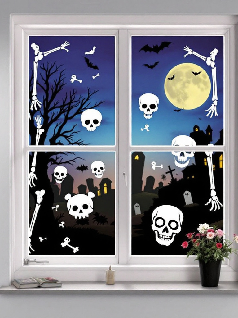 10 Skeleton Halloween Decor Ideas That Bring Your Home to Life 15 Skeleton Window Clings and Decals