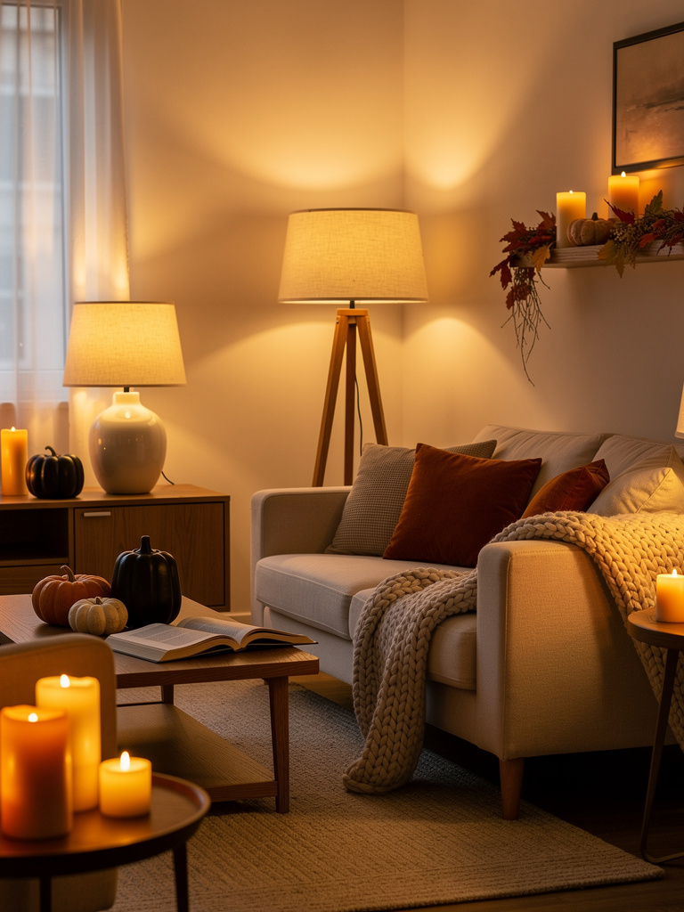 11 Small Apartment Halloween Decor Ideas for a Minimalistic, Chic Look 10 Swap Your Everyday Bulbs for Warmer, Amber-Toned Lighting
