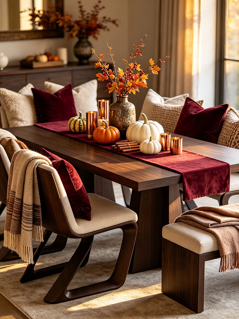 11 Fall Thanksgiving Decor Ideas for Hosting Dinner 6 Fall Thanksgiving Decor Ideas - Layer Up Your Living Room with Throws and Pillows
