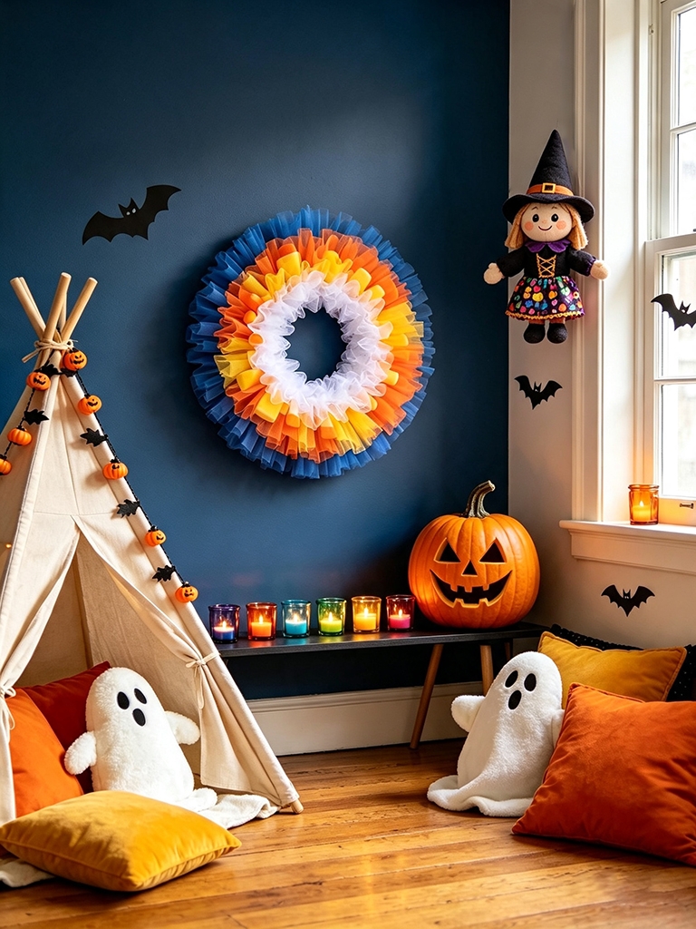 11 DIY Halloween Wreaths So Good You'll Want to Make Them All (With Shopping Links!) 14 Candy Corn Ombre Tulle Wreat - DIY Halloween Wreaths