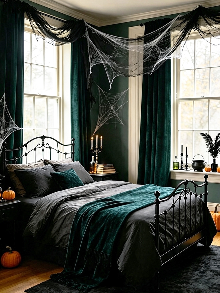 10 DIY Halloween Room Decor Ideas to Turn Your Home Into a Haunted House (Tested + Full Shopping Links!) 12 Creepy Cloth and Cobweb Ceiling Drape - DIY Halloween Room Decor