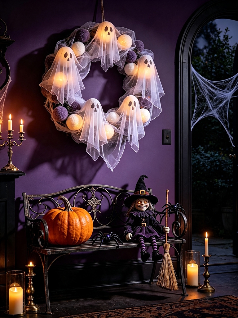 11 DIY Halloween Wreaths So Good You'll Want to Make Them All (With Shopping Links!) 8 DIY Halloween Wreaths - Cheesecloth Ghost Wreath