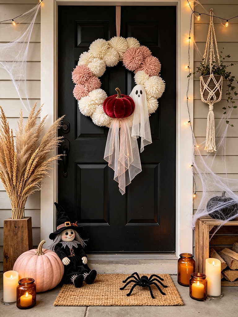 11 DIY Halloween Wreaths So Good You'll Want to Make Them All (With Shopping Links!) 10 DIY Halloween Wreaths - The Yarn Pom-Pom Wreath