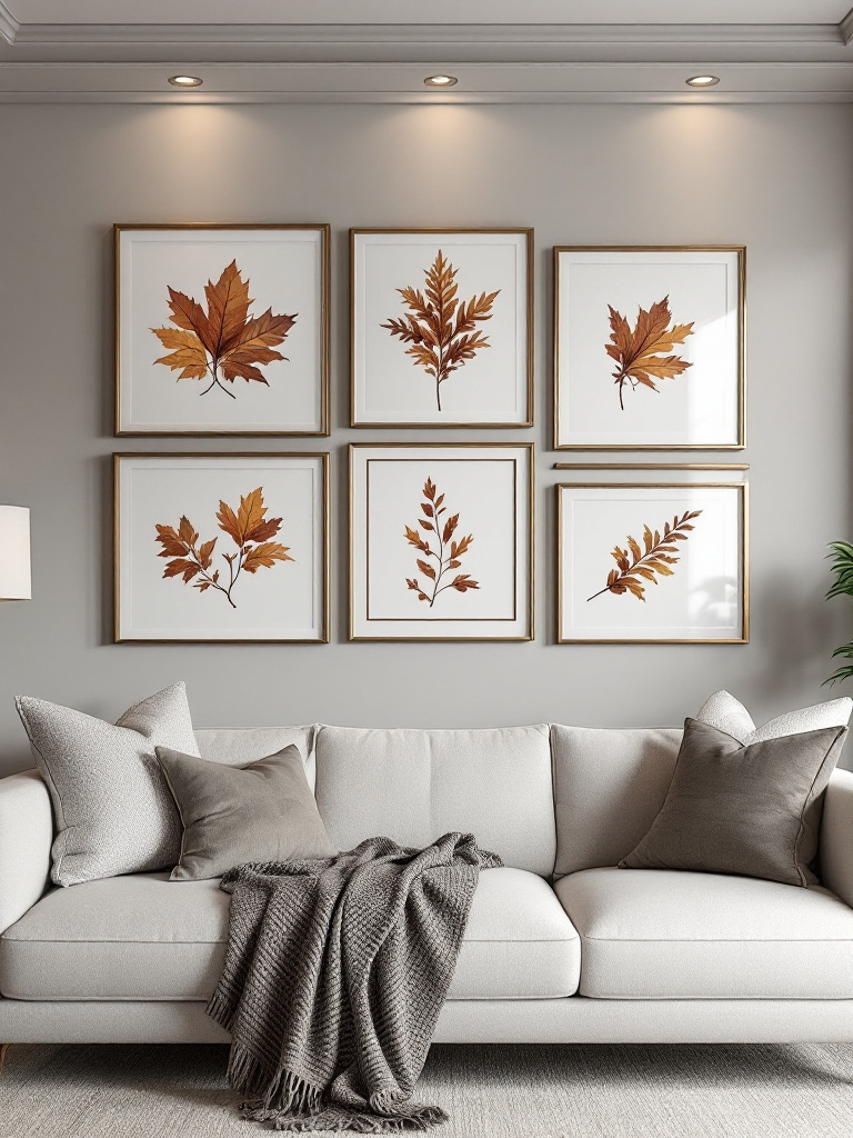 9 Fall Thanksgiving Decor Ideas for Every Room 13 Elegant living room with a gallery wall arrangement above a