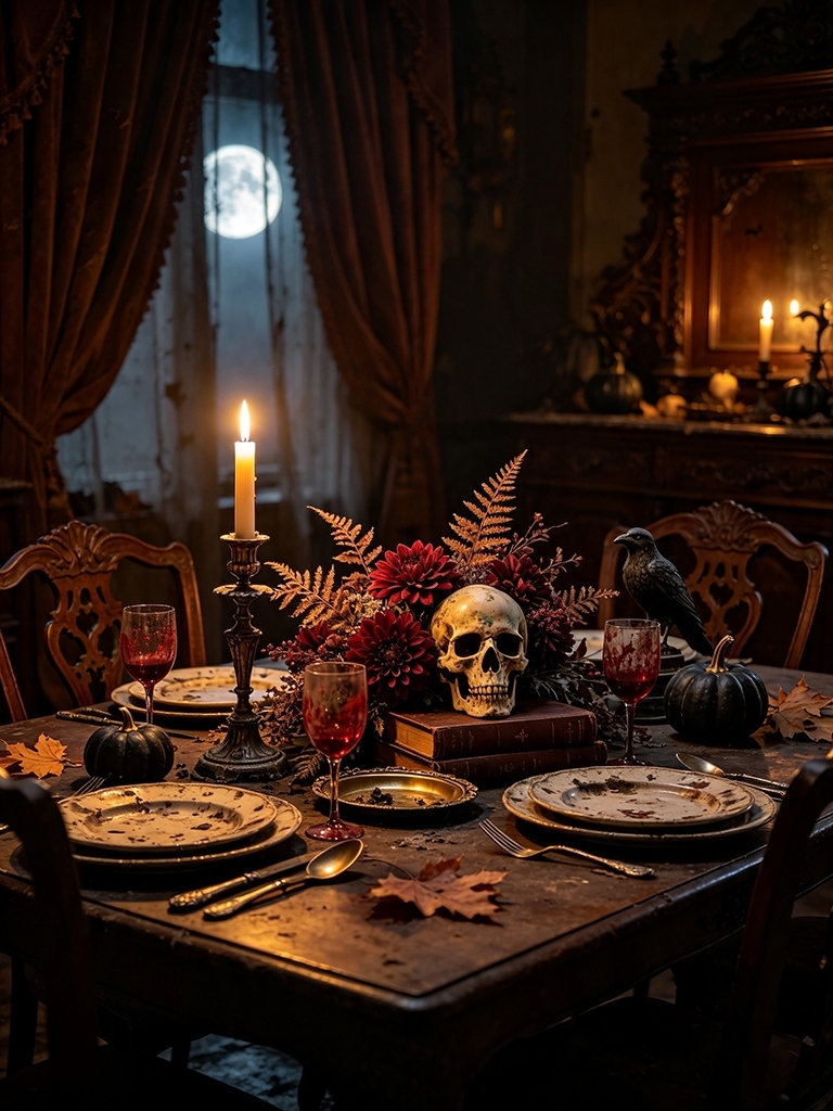 10 DIY Halloween Room Decor Ideas to Turn Your Home Into a Haunted House (Tested + Full Shopping Links!) 13 The Abandoned Dinner Party Tablescape - DIY Halloween Room Decor