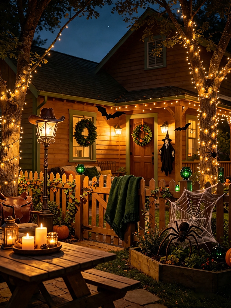 11 Western Halloween Decor Ideas for a Rustic Spooky Home 10 Western Halloween Decor Lanterns and Warm String Lights