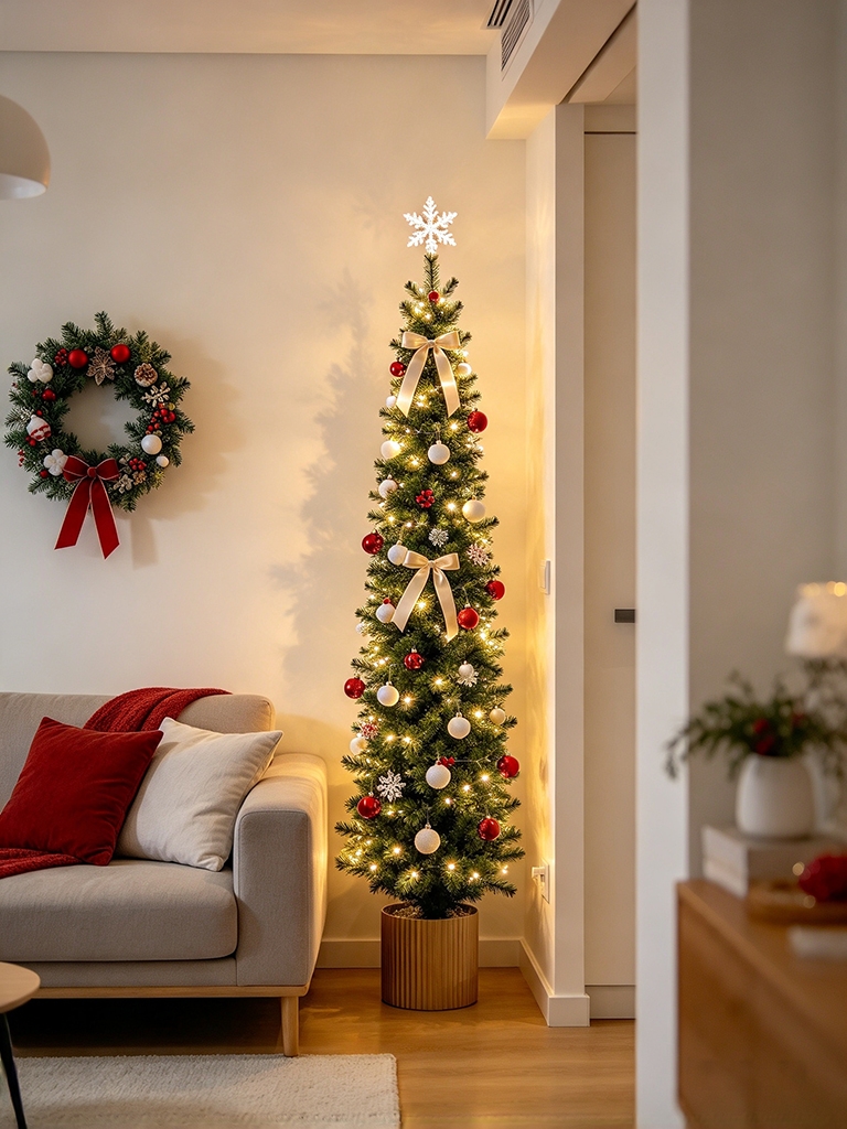 15 Christmas Tree Decor Ideas to Try in 2026 8 Christmas Tree Decor Ideas Slim Pencil Tree for Small Spaces