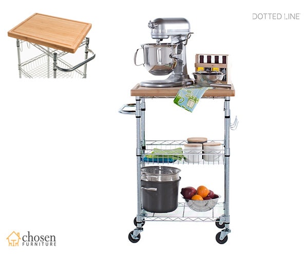 Dotted Line Enos Kitchen Carts with Wood Top