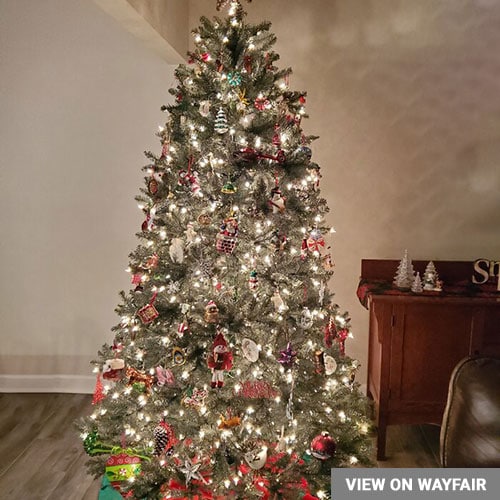 Dunhill Fir Blue/Green Artificial Christmas Tree Full Clear White Lights