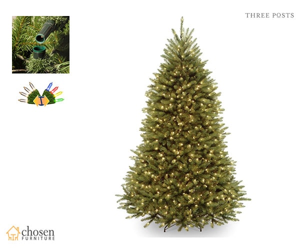 Dunhill Fir Green Artificial Pre-Lit Christmas Tree Color and Clear Lights