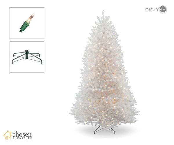Dunhill Fir White Christmas Tree with Clear White Lights