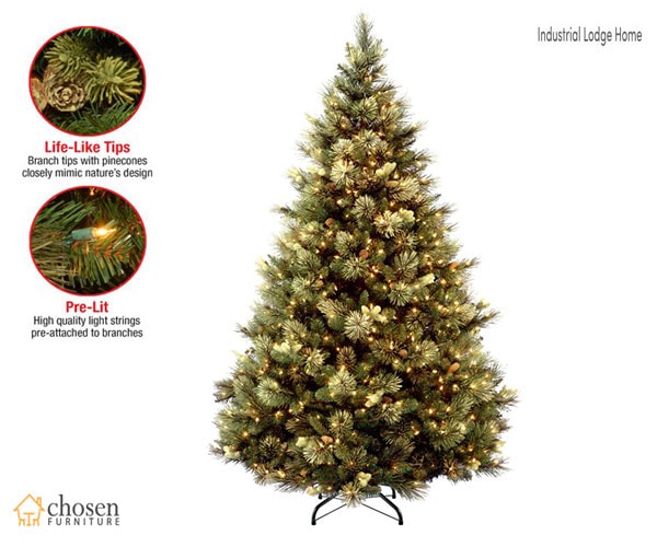 Green Artificial Christmas Tree Clear White Lights