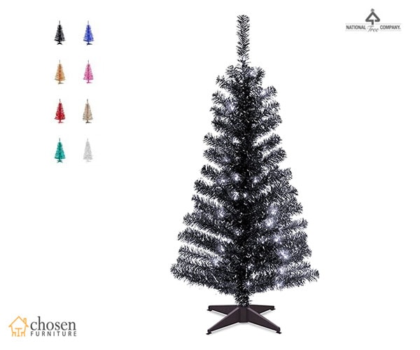 National Tree Company Pre-Lit Artificial Christmas Tree Black Tinsel