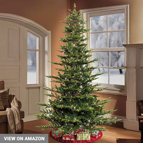 Puleo Pre-Lit Aspen Fir Artificial Christmas Tree Full Clear Lights